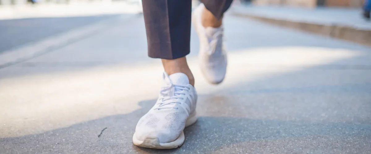 walking a man with shoe